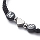 2Pcs Acrylic Word M and F & Brass Heart Braided Bead Bracelet(BJEW-JB08674)-5
