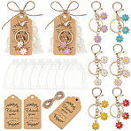 36Pcs 6 Colors Flower Alloy Enamel Keychains, with Iron Key Rings, 36Pcs Kraft Paper Thank You Gift Tags, 36Pcs Organza Gift Bags, 20M Jute Twines, Mixed Color, 87mm(KEYC-WA0001-07)