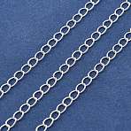 Brass Curb Chains, Long-Lasting Plated, Cadmium Free & Nickel Free & Lead Free, Soldered, with Spool, Silver, 3x4x0.5mm, about 32.81 Feet(10m)/Roll(KK-P304-02A-S)