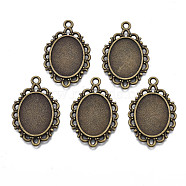 Filigree Wrap Oval Alloy Pendant Cabochon Settings, Cadmium Free & Nickel Free & Lead Free, Antique Bronze, Tray: 18x13mm, 31x20x1.5mm, Hole: 1.8mm, about 450pcs/kg(PALLOY-N0088-13AB-NF)