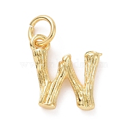 Brass Pendants, with Jump Ring, Golden, Letter Charm, Letter W, 12x11x2mm, Hole: 3mm(KK-K165-04W)