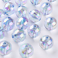 Transparent Acrylic Beads, AB Color Plated, Round, Cornflower Blue, 20x19mm, Hole: 3mm, about 111pcs/500g(MACR-S370-B20mm-749)