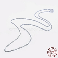 Rhodium Plated 925 Sterling Silver Singapore Chain Necklaces, Water Wave Chain Necklaces, with Spring Ring Clasps, with 925 Stamp, Platinum, 18 inch(45cm)(STER-F039-45cm-06P)