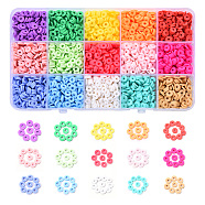 2250Pcs 15 Colors Handmade Polymer Clay Beads, Disc/Flat Round, Heishi Beads, Mixed Color, 6x1mm, Hole: 2mm, about 150pcs/color(CLAY-YW0001-26A)