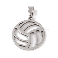 201 Stainless Steel Pendants, Stainless Steel Color, Volleyball, 22x20x1.5mm, Hole: 4x7mm(STAS-A094-02B-P)