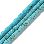 Natural Howlite Beads Strands, Dyed, Flat Round/Disc, Heishi Beads, 5.5~6x2.5~3mm, Hole: 1mm, about 119~128pcs/strand, 14.65~15.55''(37.2~39.5cm)(G-E604-A02-A)