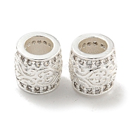 Rack Plating Brass Micro Pave Clear Cubic Zirconia European Beads, Large Hole Beads, Long-Lasting Plated, Lead Free & Cadmium Free, Column, Silver, 7.5x7.5mm, Hole: 4.3mm(KK-L215-301S)