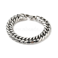 201 Stainless Steel Cuban Link Chains Bracelet for Men Women, Stainless Steel Color, 8-7/8 inch(22.5cm), 14mm Wide(BJEW-H550-07D-P)