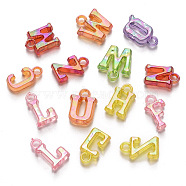 Transparent Acrylic Beads, AB Color Plated, Mixed Initial Letters, Mixed Color, 14~15x4~10.5x3.5mm, Hole: 1.8mm, about 2350pcs/500g(TACR-R150-12)