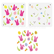 Flower & Ribbon PET Hollow Out Drawing Painting Stencils, for DIY Scrapbook, Photo Album, Rabbit, 150x150mm, 2pcs/set(DIY-WH0394-0125)