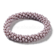 Crochet Glass Beads Braided Stretch Bracelet, Nepel Boho Style Bracelet, Thistle, Inner Diameter: 1-7/8 inch(4.9cm)(BJEW-S144-002E-09)