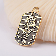 304 Stainless Steel Enamel Pendants, Rectangle with Wing Pattern, Antique Golden, 40x21.5x2mm, Hole: 5x6.5mm(STAS-O075-05AG)