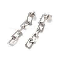 304 Stainless Steel Chain Dangle Stud Earrings for Women, Stainless Steel Color, 42x5.5mm(EJEW-Q781-27P)