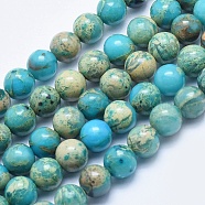 Natural Aqua Terra Jasper Beads Strands, Dyed, Round, 8mm, Hole: 1mm, about 48pcs/strand, 15.7 inch(40cm)(G-E444-14A-8mm)