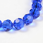 Imitation Austrian Crystal Bead Strands, Grade AAA, Faceted(32 Facets) Round, Blue, 6mm, Hole: 0.7~0.9mm, about 68pcs/strand, 15.7 inch(G-M181-6mm-13A)