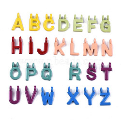 26 Pcs Spray Painted Alloy Alphabet Links Connectors, Cadmium Free & Lead Free, Letter, Letter A~Z, 13.5~14x3~11x1.5mm, Hole: 2mm, 1pc/letter(PALLOY-T075-48-RS)