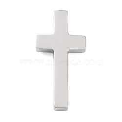 Non-Tarnish 304 Stainless Steel Pendants, Cross Charm, Stainless Steel Color, 28x14x3.5mm, Hole: 3mm(STAS-H220-01P)