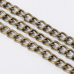 Iron Side Twisted Chains, Unwelded, with Spool, Oval, Lead Free & Nickel Free, Antique Bronze, 6x4x1mm(CH-S087-AB-FF)