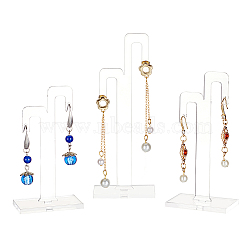 3Pcs 3 Sizes Tree Transparent Acrylic Earring Display Stands, Holds up to 3 Pairs, Earring Holder for Earring Stud, Dangle Earring, Clear, Finish Product: 4.95x2.95x9.4~13.2cm, 1pc/size(EDIS-WH0029-40)
