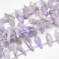 Electroplate Gemstone Natural Quartz Crystal Beads Strands, Nuggets, Thistle, 18~35x6~14x6~12mm, Hole: 1mm, about 22pcs/strand, 15.74 inch(G-L135-11)