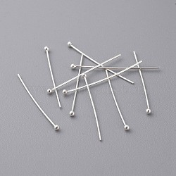 Sterling Silver Ball Head Pins, Silver, 25x0.5mm(X-STER-A028-2)