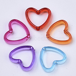 Transparent Acrylic Bead Frames, Dyed, Heart, Mixed Color, 15x16.5x4mm, Hole: 1.6mm, about 1500pcs/500g(TACR-T015-017)