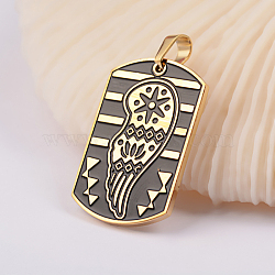304 Stainless Steel Enamel Pendants, Rectangle with Wing Pattern, Antique Golden, 40x21.5x2mm, Hole: 5x6.5mm(STAS-O075-05AG)