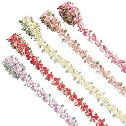 5 Colors Flower Polyester Trim Ribbon, for Curtain Lace Trimmings, Mixed Color, 3/4 inch(20mm), 81cm/color(OCOR-XCP0001-44)