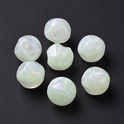 Opaque Acrylic Beads, Glitter Beads, Twist Round, Honeydew, 15.5x14.5x15.5mm, Hole: 1.8mm, about 230pcs/500g(OACR-E014-16H)