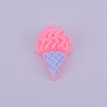 Opaque Frosted Resin Cabochon, Ice Cream, Pink, 23.5x13.5x7.5mm