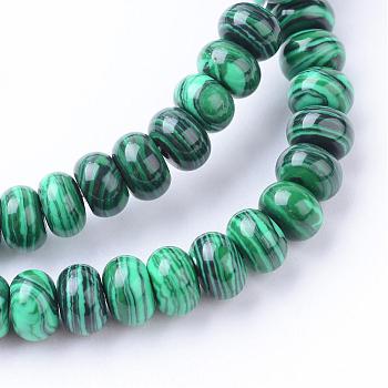 Synthetic Malachite Bead Strands, Rondelle, 6x4mm, Hole: 1mm, about 95~98pcs/strand, 14.17~14.96 inch