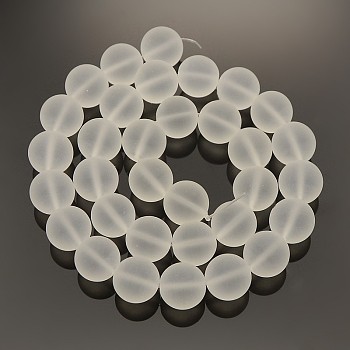 Frosted Transparent Round Glass Beads Strands, Clear, 6mm, Hole: 1mm, about 64pcs/strand, 15.7 inch