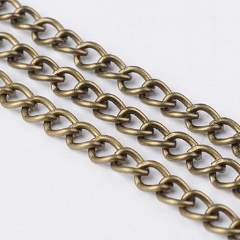 Iron Side Twisted Chains, Unwelded, with Spool, Oval, Lead Free & Nickel Free, Antique Bronze, 6x4x1mm
