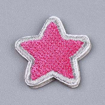 Computerized Embroidery Cloth Self Adhesive Reusable Patches, Stick on Patch, for Kids Clothing, Jackets, Jeans, Backpacks, Star, Deep Pink, 20x21x2mm