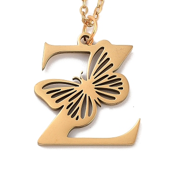 Vacuum Plating 201 Stainless Steel Necklaces, Letter Z, 12.09 inch(30.7cm) pendant: about 20x25mm.