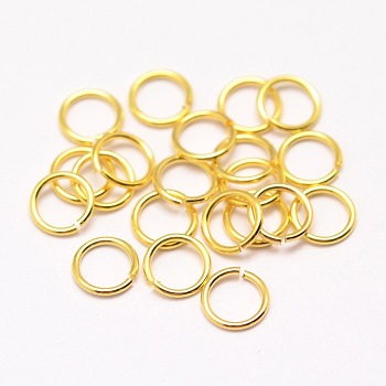 Brass Jump Rings, Open Jump Rings, Cadmium Free & Nickel Free & Lead Free, Real 18K Gold Plated, 20 Gauge, 8x0.8mm, Inner Diameter: 6.4mm, about 862pcs/100g