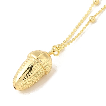 Chestnut Pendant Necklaces, Brass Cable Chain Necklaces for Women, Real 18K Gold Plated, 17.52 inch(445mm)