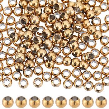 200Pcs Vacuum Plating 304 Stainless Steel Spacer Beads, Round, Golden, 3x2mm, Hole: 1.6mm