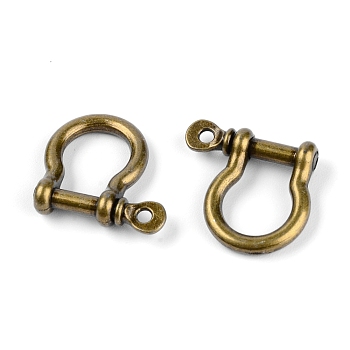 Alloy D-Ring Anchor Shackle Clasps, Antique Bronze, 25x26x7mm, Hole: 2mm