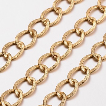 Aluminium Twisted Chains Curb Chains, Unwelded, Golden, Link: about 15mmx20mm