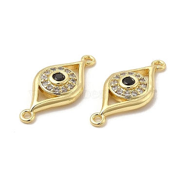 Brass Micro Pave Clear & Black Cubic Zirconia Connector Charms(KK-E068-VB372)-3