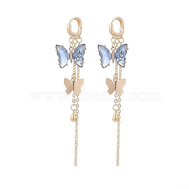 Cornflower Blue Butterfly Cubic Zirconia Earrings