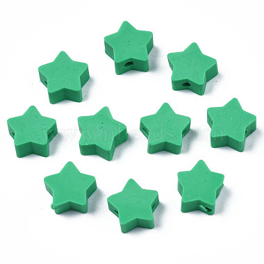 Sea Green Star Polymer Clay Beads