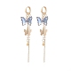 Glass Butterfly Dangle Hoop Earrings with Clear Cubic Zirconia(EJEW-TA00153-01)-1