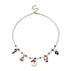 Christmas Tree & Candy Cane & Moon & Deer Alloy Pendant Necklace(NJEW-JN04301)-1