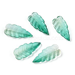 Baking Paint Transparent Glass Petal Beads, Leaf, Sea Green, 23.5x10x4.5mm, Hole: 1~1.2mm, about 980~1000pcs/set(DGLA-N004-09)