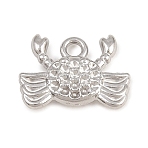 304 Stainless Steel Charms, Crab with Texture Charms, Stainless Steel Color, 9x12x2.5mm, Hole: 1.5mm(STAS-E522-01P)
