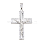 304 Stainless Steel Pendants, Radiant Crucifix Cross Charms, Stainless Steel Color, 46.5x30x5.5mm, Hole: 9x5.5mm(STAS-B137-08P)
