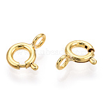 925 Sterling Silver & Iron Spring Ring Clasps, with 925 Stamp, Real 18K Gold Plated, 9x5.5x1mm, Hole: 1.6mm(STER-T004-81A-G)