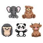5Pcs 5 Styles Silicone Focal Beads, Mixed Animals, Mixed Shapes, 25.5~30.5x24~30x16.5~20.5mm, Hole: 2mm, 1pc/style(SIL-YW0002-29B)